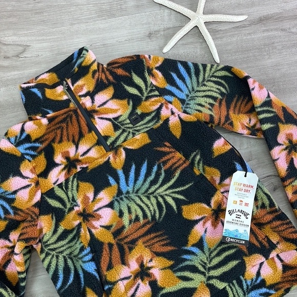 🔆BILLABONG🔆 BOUNDARY FLORAL FLEECE MOCK HALF ZIP - Picture 5 of 15